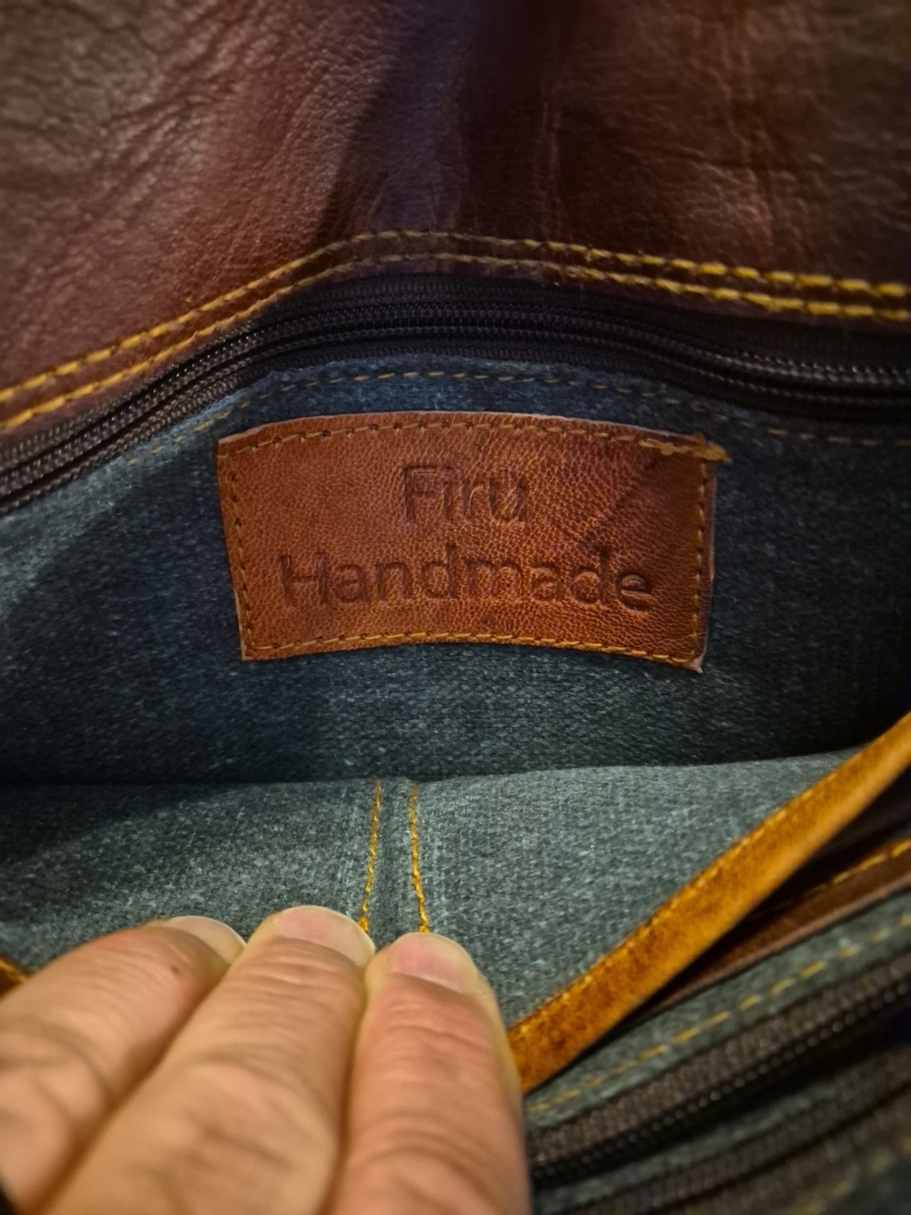 Women's Brown Leather Crossbody Bag By FIRU - Structured Everyday Shoulder Bag - Picture 10 of 12